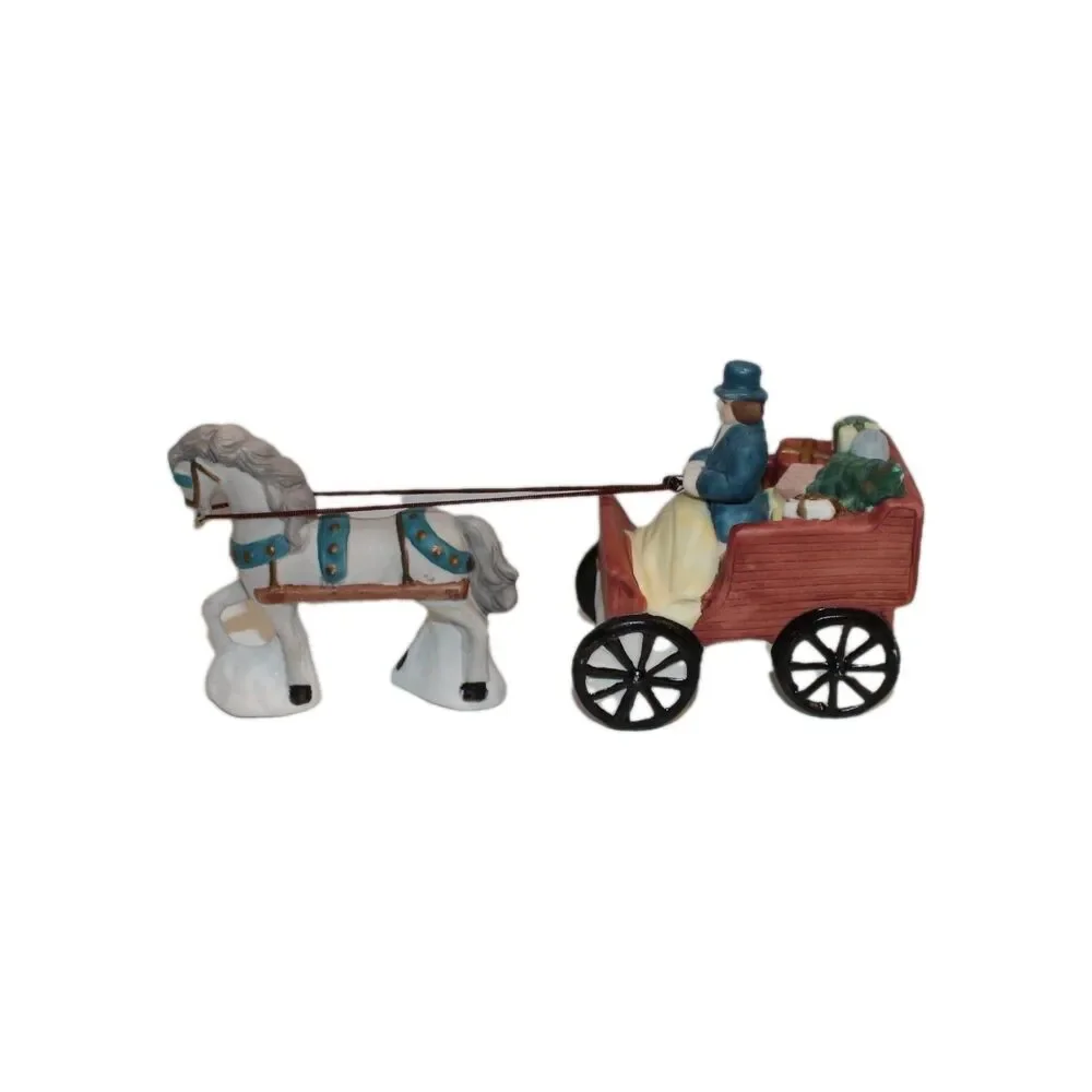 Vintage Venture Memories Village Porcelain Horse Drawn Carriage